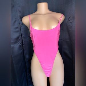 Pink High Waist Bodysuit